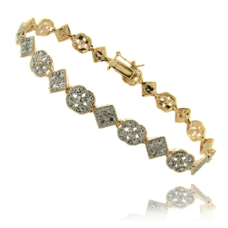 tendril beaded bracelet-14k Gold over Silver Diamond Accent Geometric Filigree Bracelet