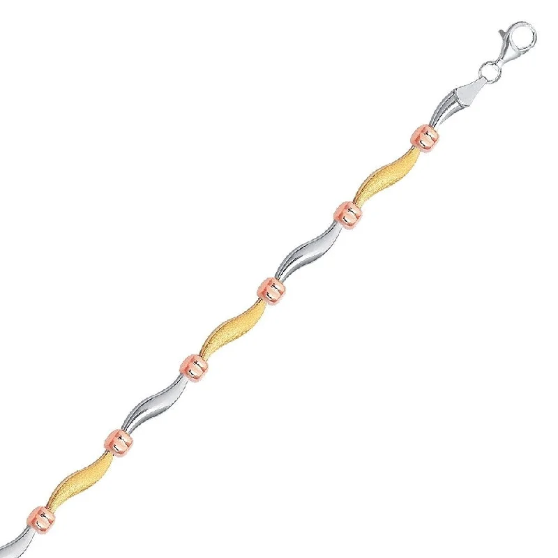 narrow birthstone bracelet-14k Yellow and Rose Gold and Sterling Silver Bracelet with Cube Stations