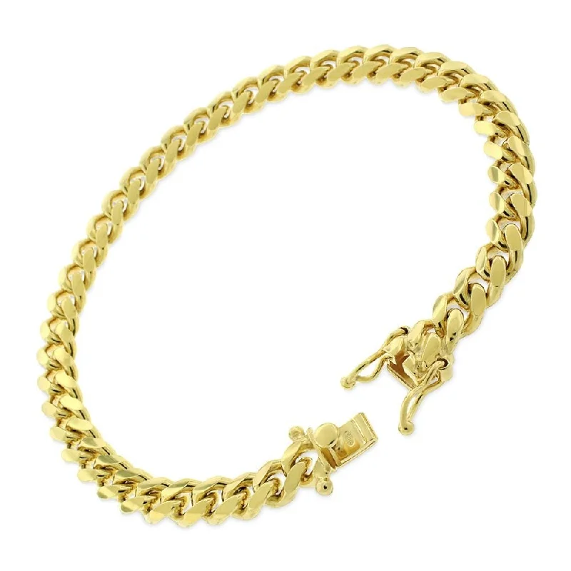 sci-fi twilight bracelet-14K Yellow Gold 7MM Solid Miami Cuban Curb Link Bracelet Chains 8.5" - 9", Gold Bracelet for Men & Women, 100% Real 14K Gold