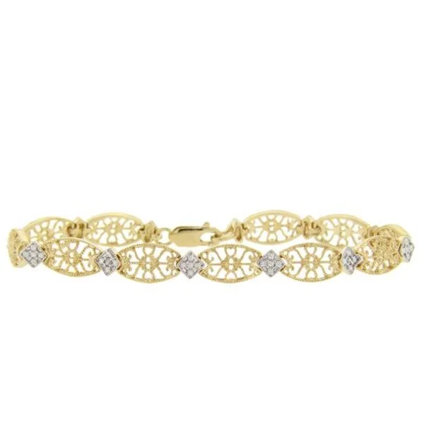 heirloom birthstone bracelet-18k Yellow Gold over Sterling Silver Diamond Accent Filigree Bracelet