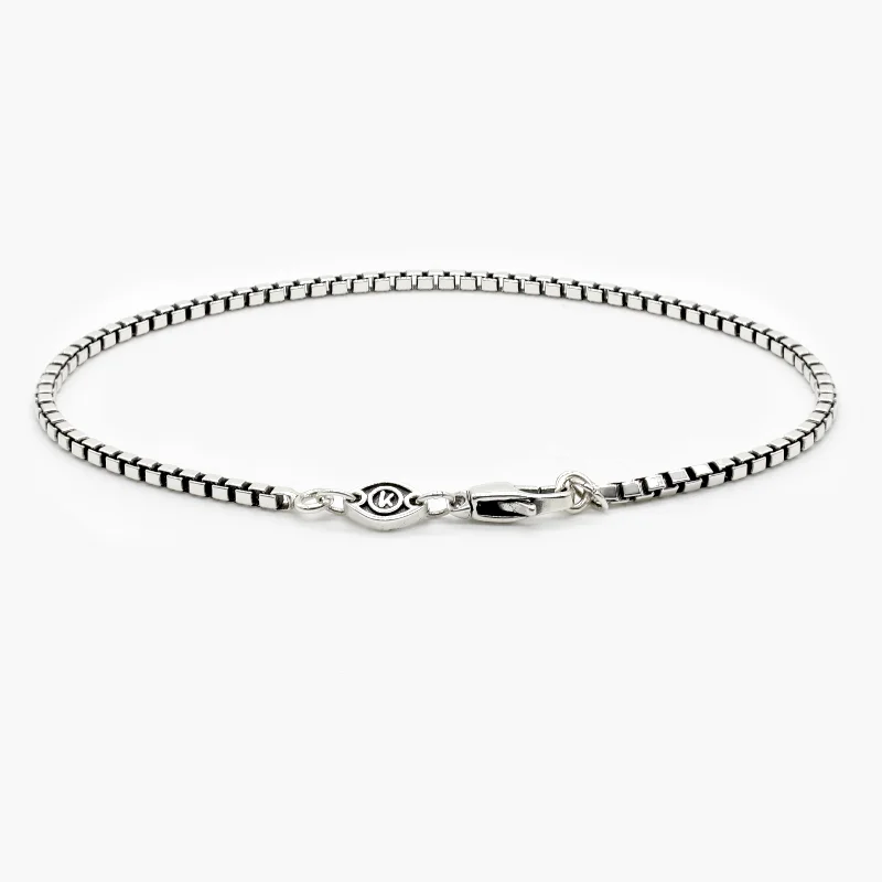 stretchable gemstone bracelet-2.5mm Sterling Silver Box Chain Bracelet