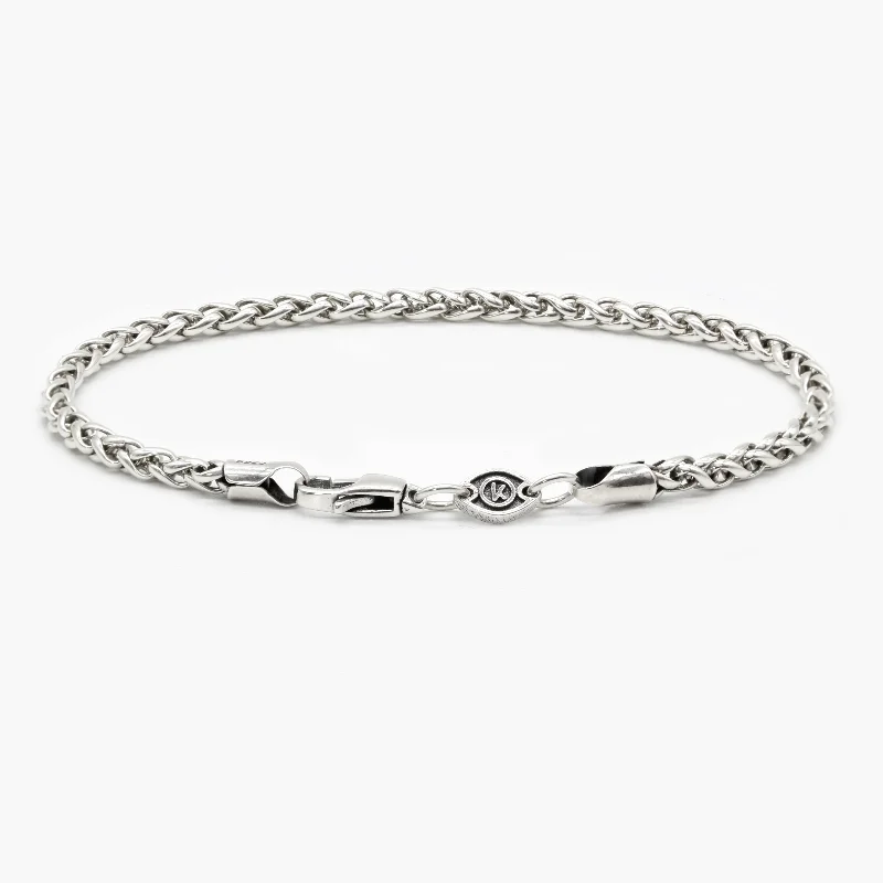 arched charm bracelet-3mm Sterling Silver Braided Chain Bracelet