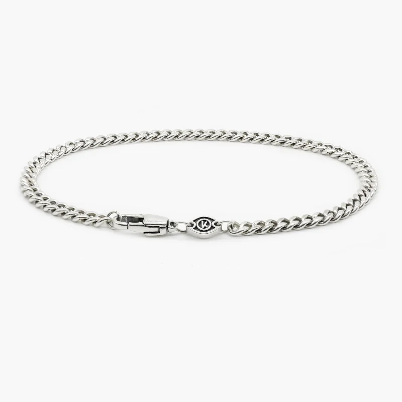 tendril charm bracelet-4mm Sterling Silver Cuban Link Chain Bracelet