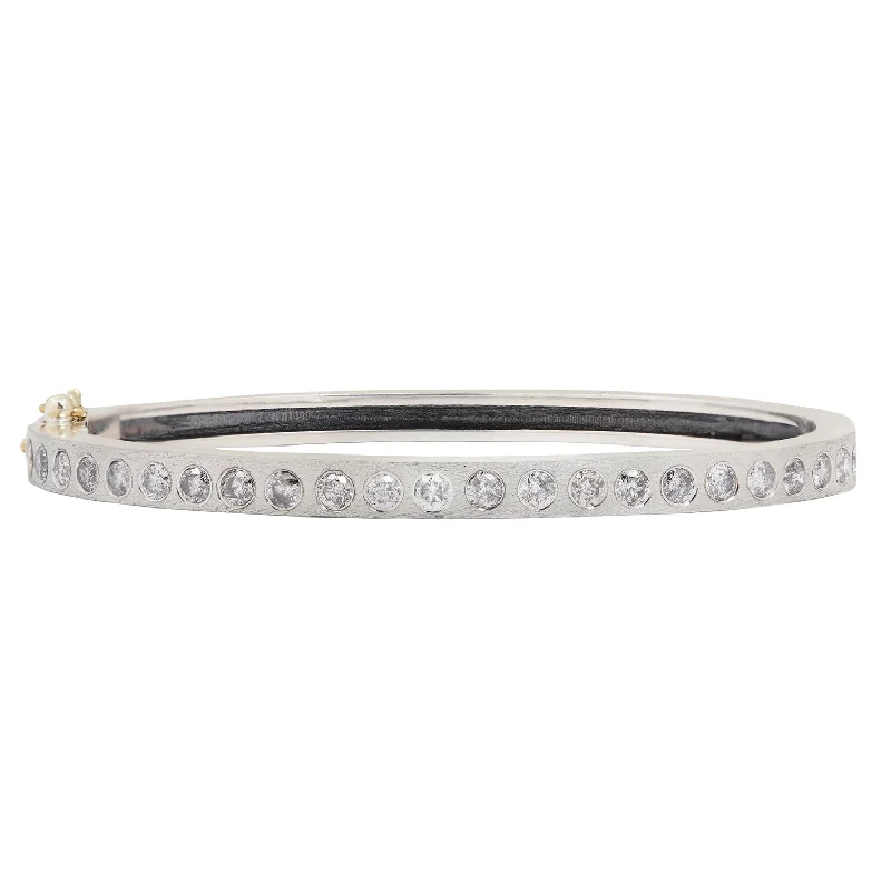 vine-inspired chain bracelet-Adam Gray Diamond Wide Bangle