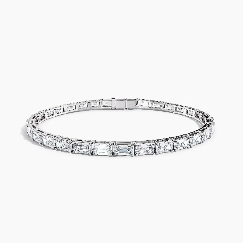 rugged silver bracelet-Auriya 14K Gold Lab Grown Emerald Diamond East-West Tennis Bracelet 8.40 ct. tw. (F-G VS)