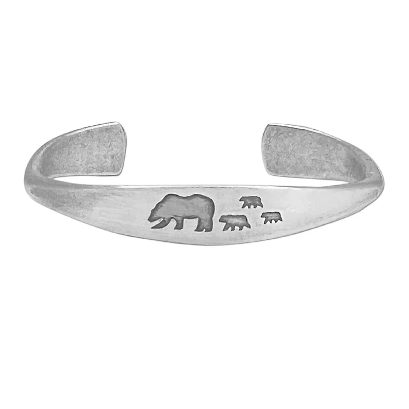 wave-shaped bangle bracelet-Bear Family Cuff Bracelet