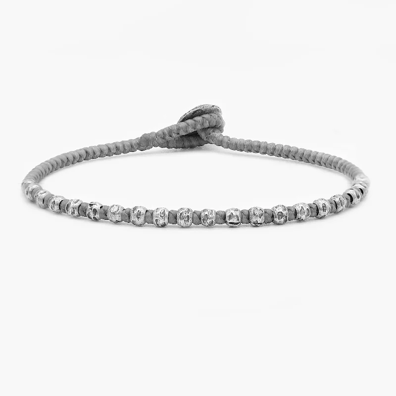 stretchable birthstone bracelet-Braided "Kamasan" Silver Bracelet (Grey)