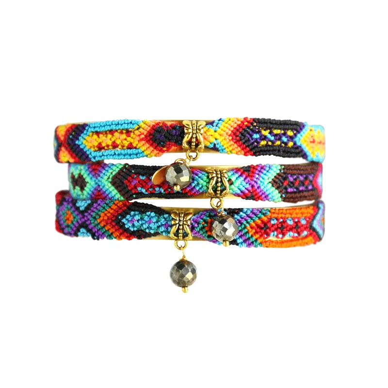 vintage-style chain bracelet-Friendship Bangles in Dark Multi