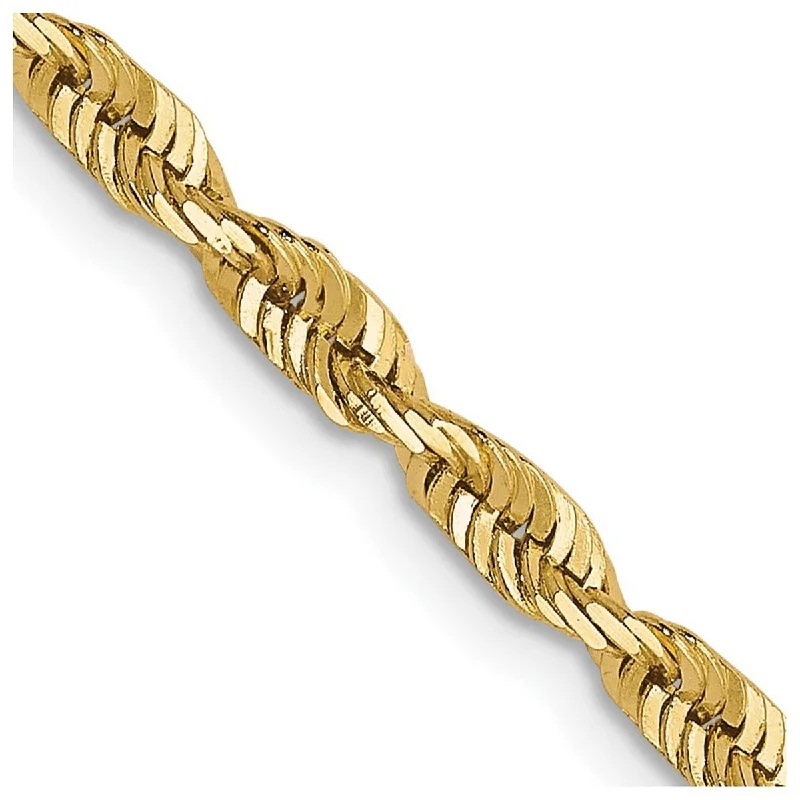 cast silver chain bracelet-Curata 10k Yellow Gold 2.8mm Sparkle Cut Lightweight Rope Chain Bracelet