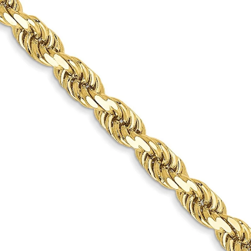 robust statement bracelet-Curata 10k Yellow Gold 3.5mm Handmade Sparkle-Cut Rope Chain Anklet Bracelet - 9 Inch - Lobster Claw