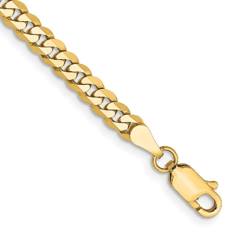 rose gold six-layer bracelet-Curata 10k Yellow Gold 3.9mm Flat Beveled Curb Chain Bracelet