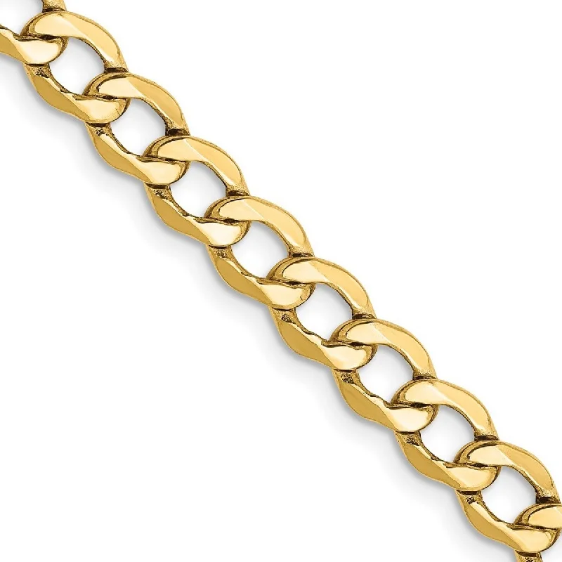 robust gemstone bracelet-Curata 10k Yellow Gold Polished Lobster Claw Closure 5.25mm Semi Solid Curb Link Chain Bracelet 7 Inch