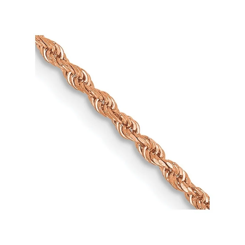 vintage-style bracelet-Curata 14k Rose Gold 10" 1.5mm Diamond-Cut Rope Chain Ankle Bracelet (Lobster-claw)