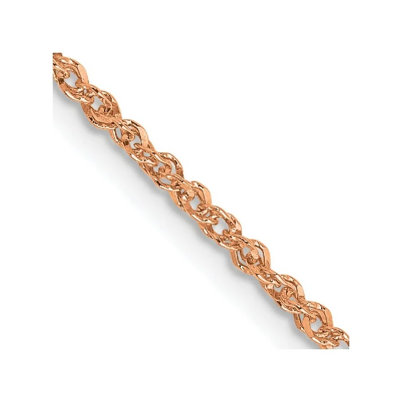 stretchable gold bracelet-Curata 14K Rose Gold Solid Polished Lobster Claw Closure 1.7mm Ropa Chain Bracelet