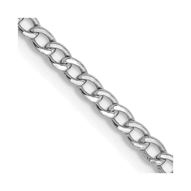 vintage garnet bracelet-Curata 14k White Gold 2.5mm Semi solid Curb Link Chain Bracelet