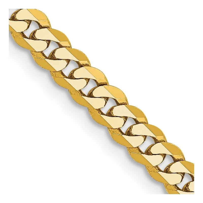 rover beaded bracelet-Curata 14k Yellow Gold 9" 2.9mm Beveled Curb Chain Ankle Bracelet (Lobster-claw)