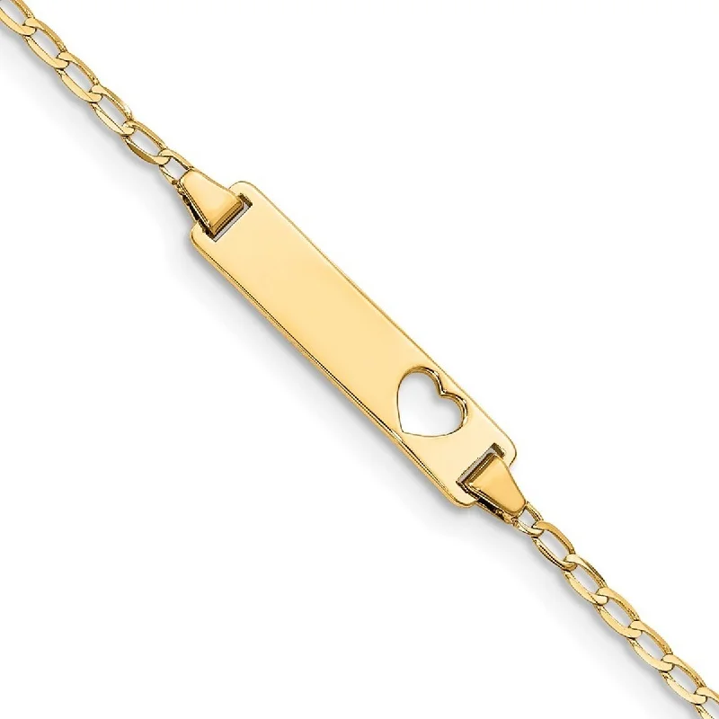 arched modern bracelet-Curata 14k Yellow Gold Baby ID Curb Bracelet - 6 Inch