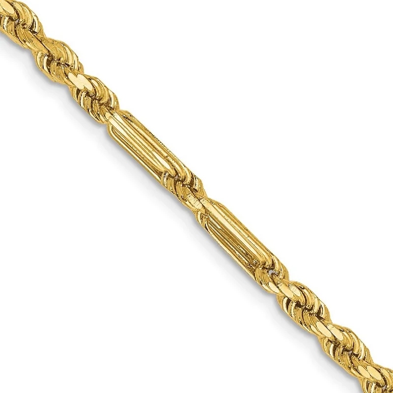 elegant lattice bracelet-Curata 14k Yellow Gold Solid 3.0mm Milano Rope Chain Bracelet Lobster Claw