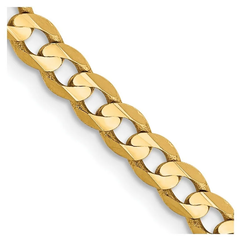 rose gold twisted bracelet-Curata 14k Yellow Gold Solid Polished 3.8mm Concave Curb Chain Bracelet Lobster Claw