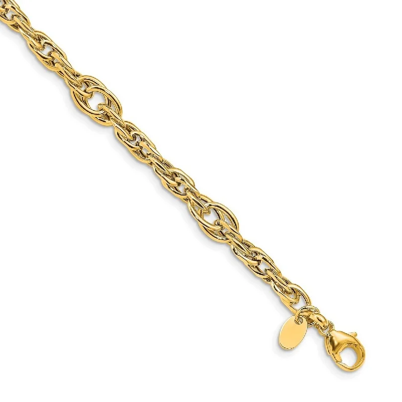 deep gold bracelet-Curata 4.5mm 14k Gold Polished Link Bracelet 7.5 Inch