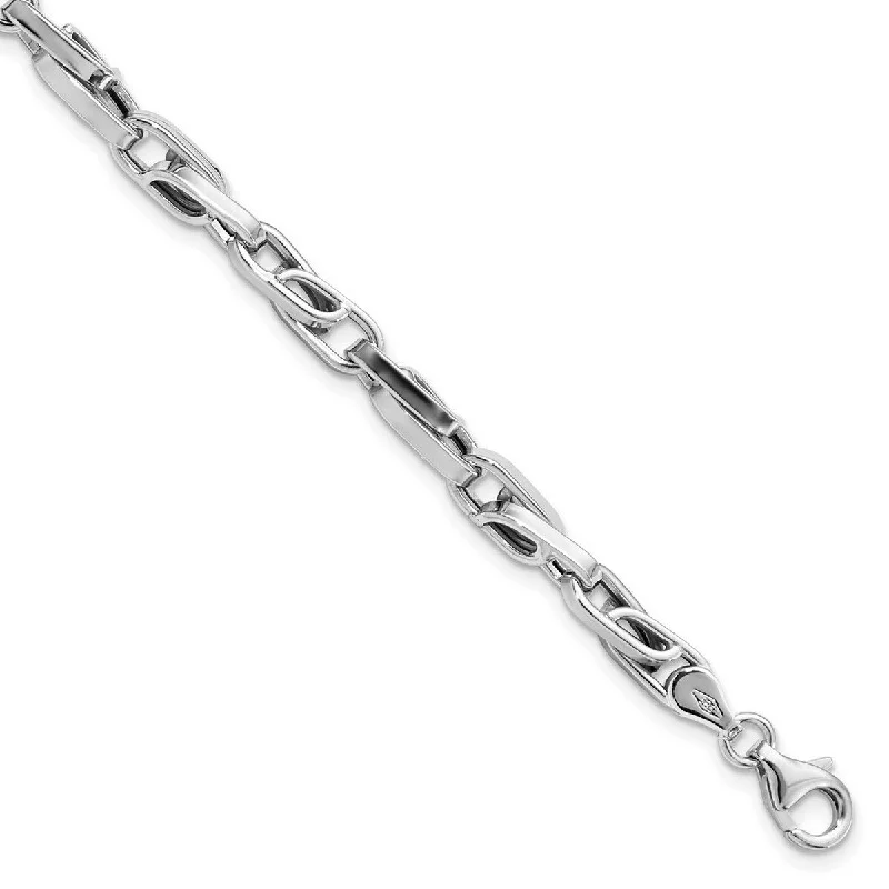 stretchable birthstone bracelet-Curata 5mm 14k White Gold Polished Fancy Link Bracelet 8.25 Inch