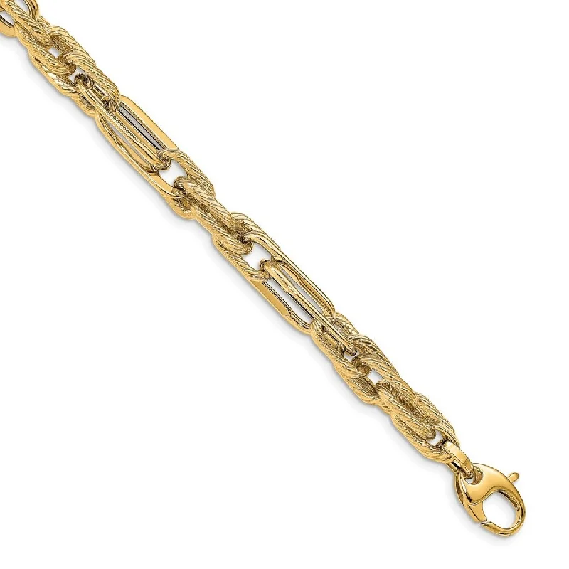 braided love bracelet-Curata 8.25mm 14k Gold Polished and Textured Bracelet 7.5 Inch