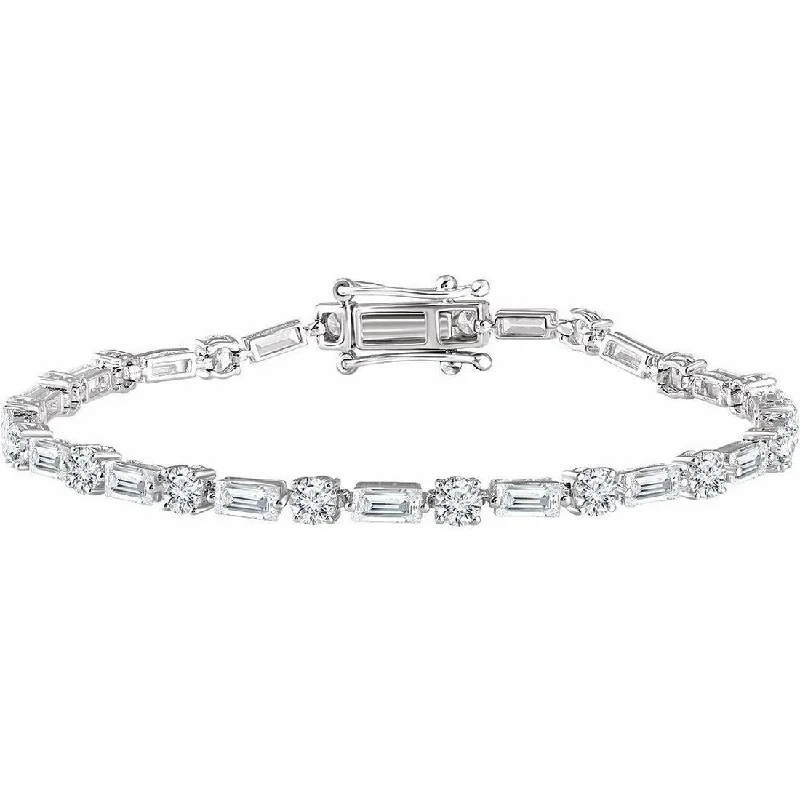 narrow chain bracelet-Curata 925 Sterling Silver Polished CZ Cubic Zirconia Simulated Diamond 7 Inch Line Bracelet