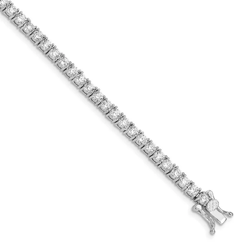 rover chic bracelet-Curata 925 Sterling Silver Solid Polished Open back Reversible Safety clasp Box Catch Closure CZ Cubic Zirconia Simulated