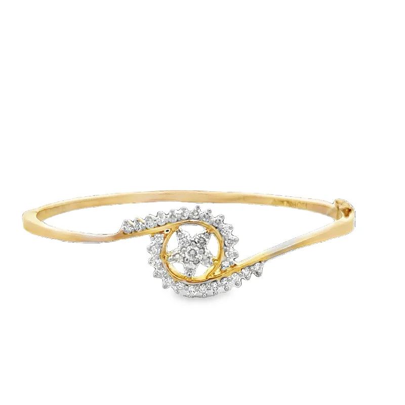 moonstone stone bracelet-Diamond Spiral Bangle Bracelet in 18k Yellow Gold