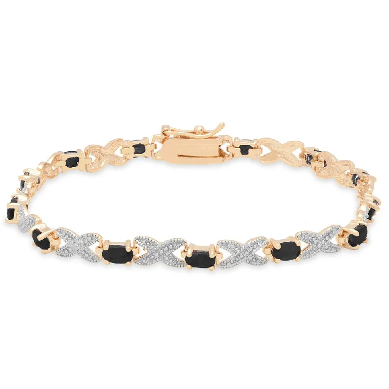 weathered silver chain bracelet-Dolce Giavonna Gold over Silver Gemstone and Diamond Accent 'XO' Bracelet