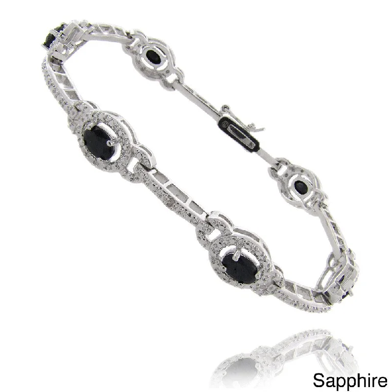 vintage garnet bracelet-Dolce Giavonna Silverplated Gemstone and Diamond Accent Bracelet