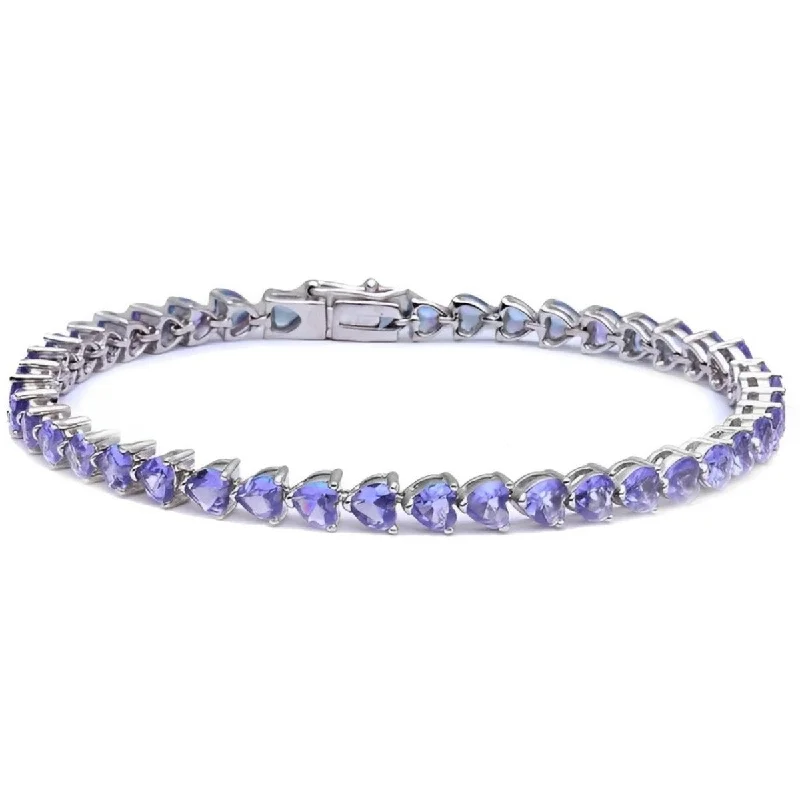 elegant lattice bracelet-Donatello Gian Heart Cut Genuine Tanzanite Tennis Bracelet