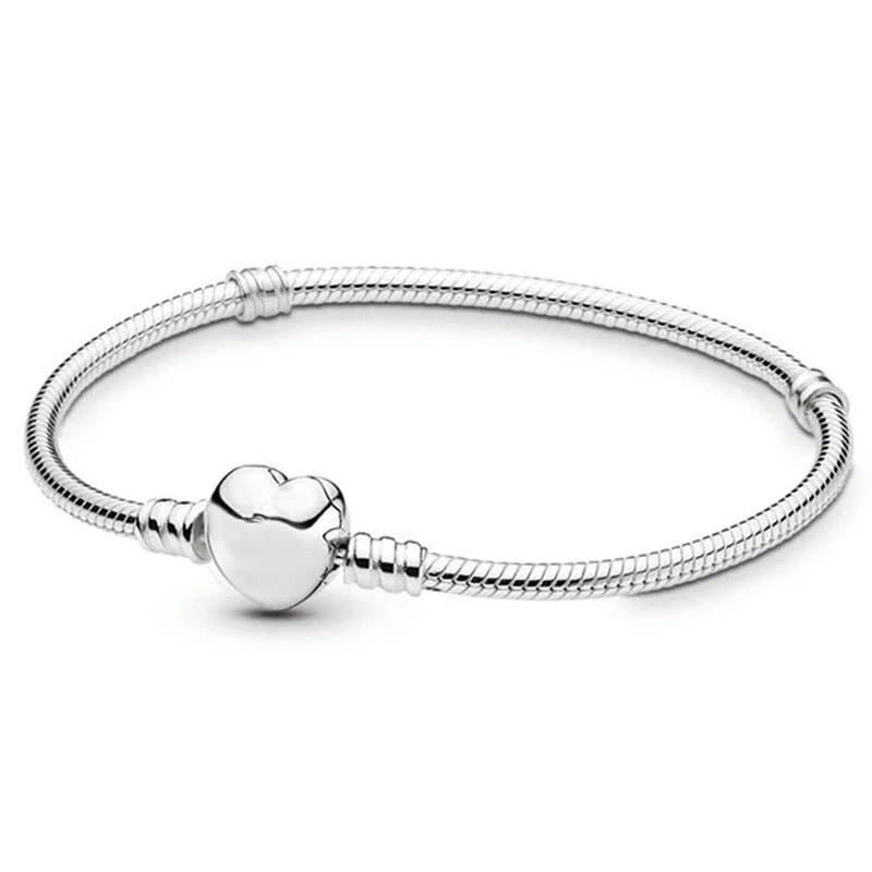 steel chain bracelet-Donatello Gian Shiny Heart Charm Bracelet