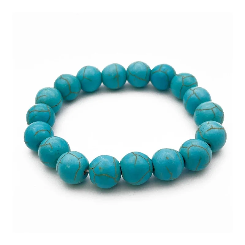 ribbed silver bracelet-Donatello Gian Turquoise Ball Stretch Bracelet