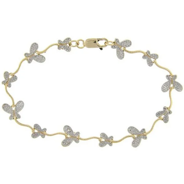 radiant link bracelet-Finesque 18k Yellow Gold over Sterling Silver Diamond Accent Butterfly Bracelet