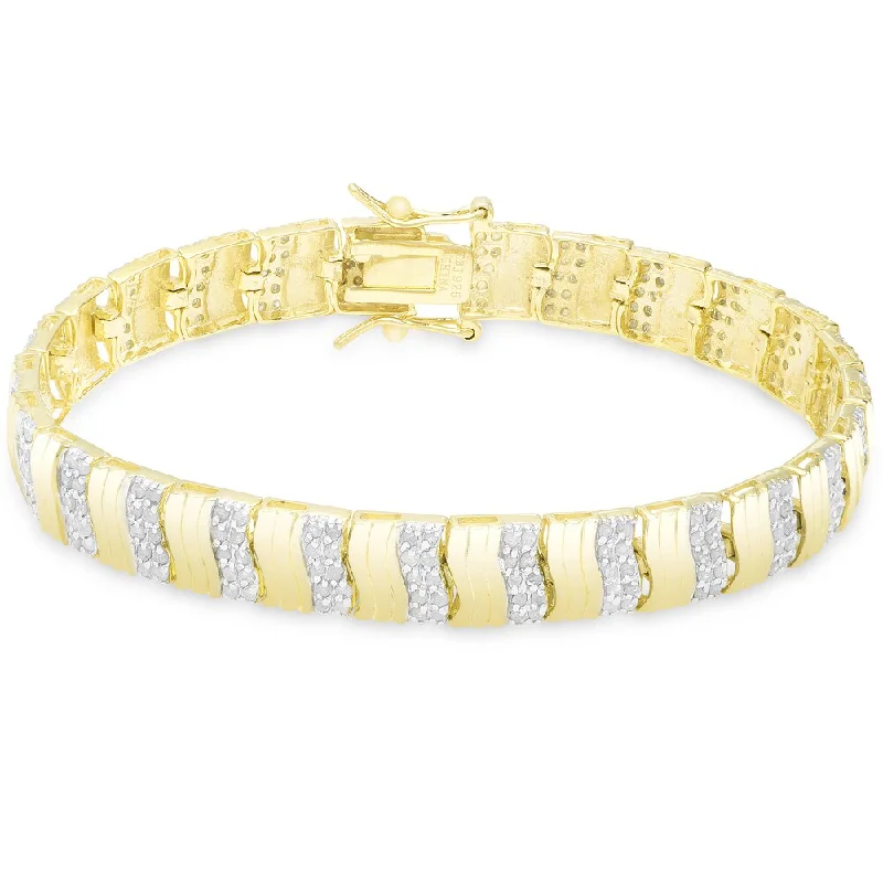 rover chic bracelet-Finesque Gold Over Sterling Silver 2 1/2 ct TDW Diamond Stripe Design Bracelet