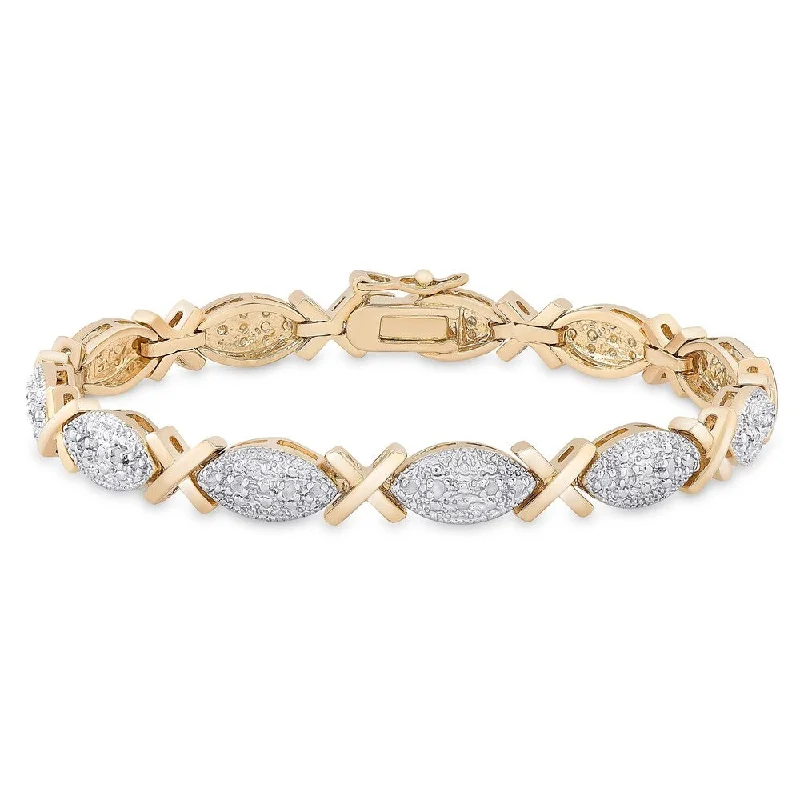 tendril beaded bracelet-Finesque Gold Overlay 1/4 ct TW Diamond Bracelet