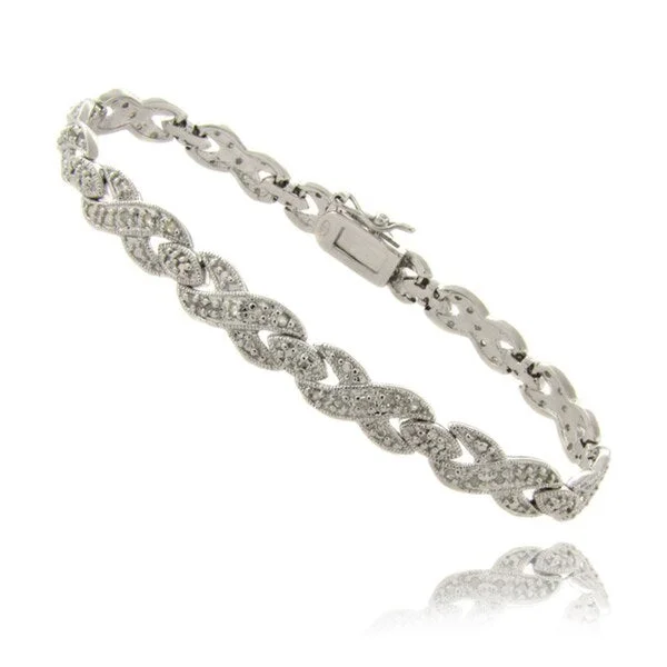 tendril sapphire bracelet-Finesque Sterling Silver 1/2ct TDW Diamond 'XO' Bracelet