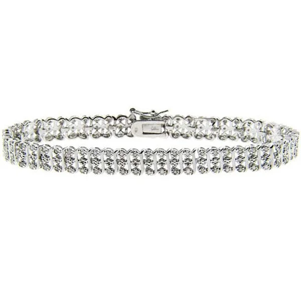 mini letter bracelet-Finesque Sterling Silver 1ct TDW Diamond S-Link Bracelet