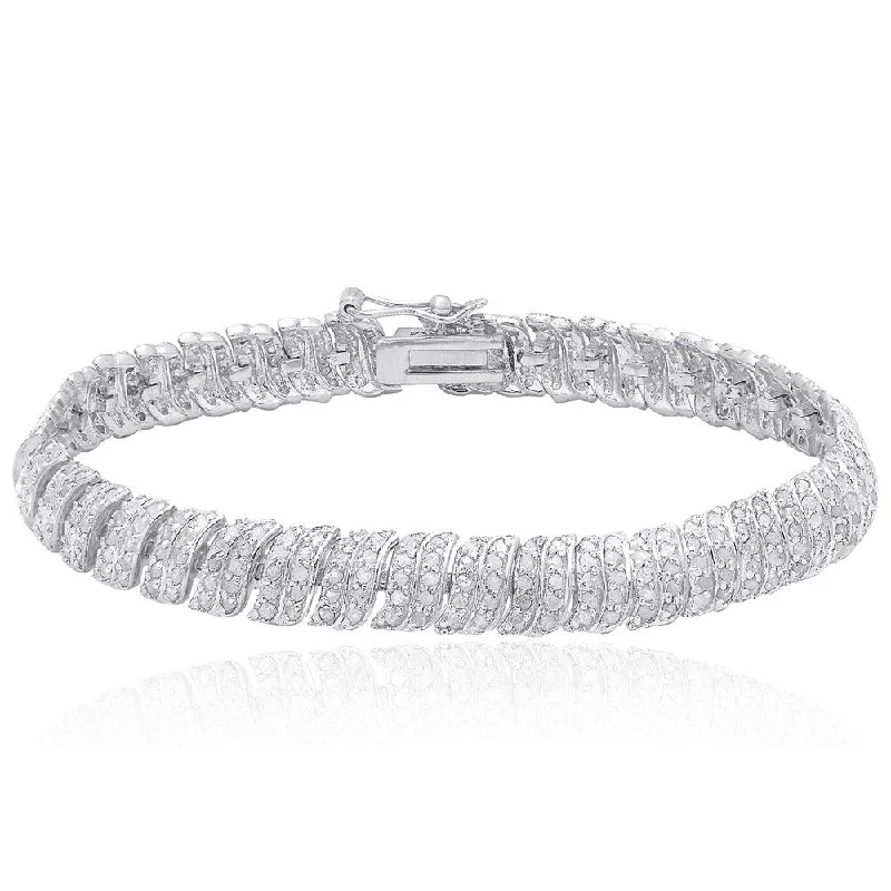 mini letter bracelet-Finesque Sterling Silver 2 1/2ct TDW Diamond Bracelet (I-J, I2-I3)