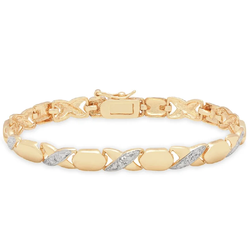 stretchable birthstone bracelet-Finesque Yellow 14k Gold Overlay Diamond Accent 'XOXO' Bracelet