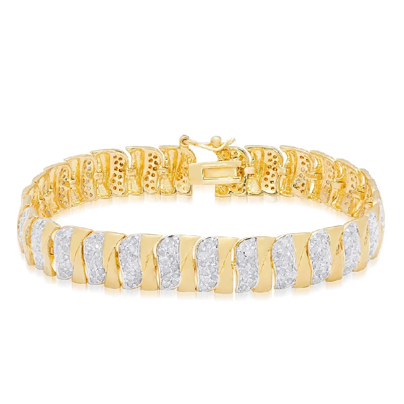 moonstone stone bracelet-Finesque Yellow Gold Overlay 2 3/4ct TDW Diamond Bracelet