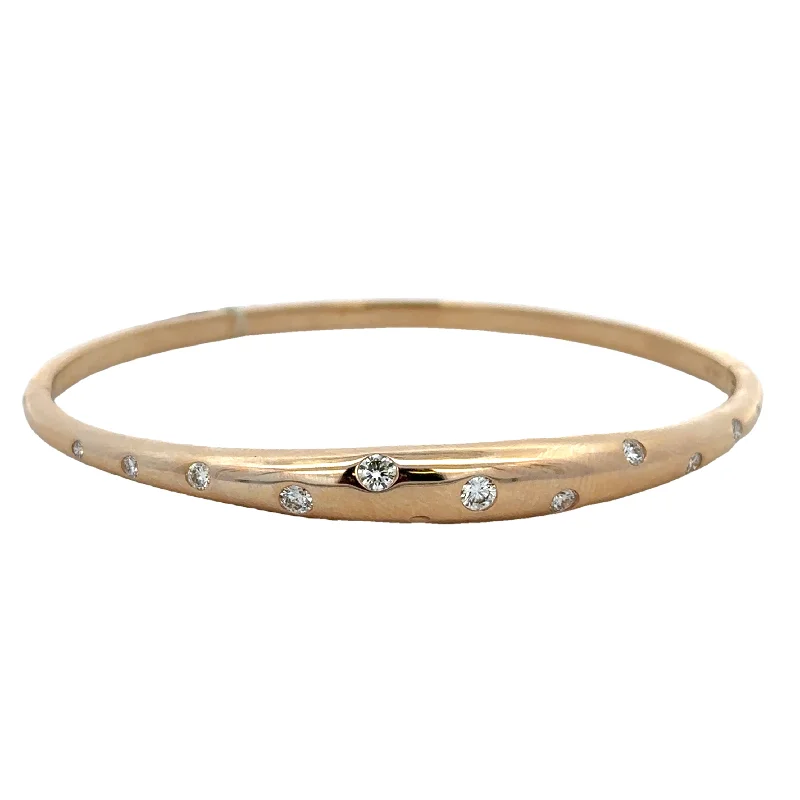 wave-shaped chain bracelet-Flush Set Diamond Bangle Bracelet in Yellow Gold