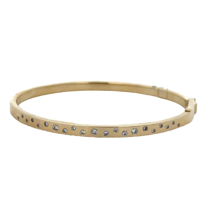 rose gold braided bracelet-Flush Set Diamond Bangle Bracelet in Yellow Gold