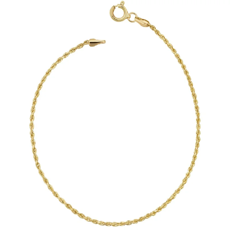 twilight diamond bracelet-Fremada 10k Yellow Gold 1.5-mm Semi Solid Rope Chain Bracelet (7.5 inches)