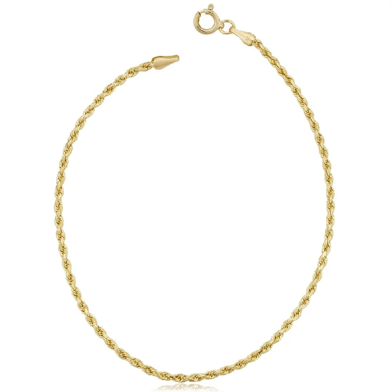 wave-shaped charm bracelet-Fremada 10k Yellow Gold 1.9 millimeter Semi Solid Rope Chain Bracelet (7.5 inches)