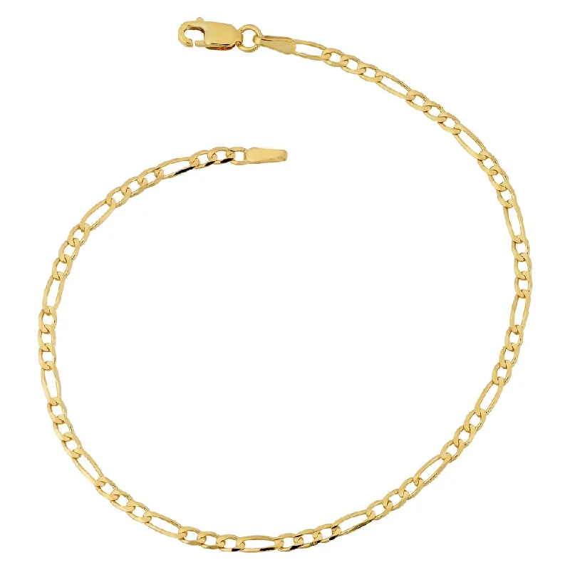 steel bangle bracelet-Fremada 10k Yellow Gold 2.3-mm High Polish Concave Figaro Link Bracelet (7 or 8 inches)