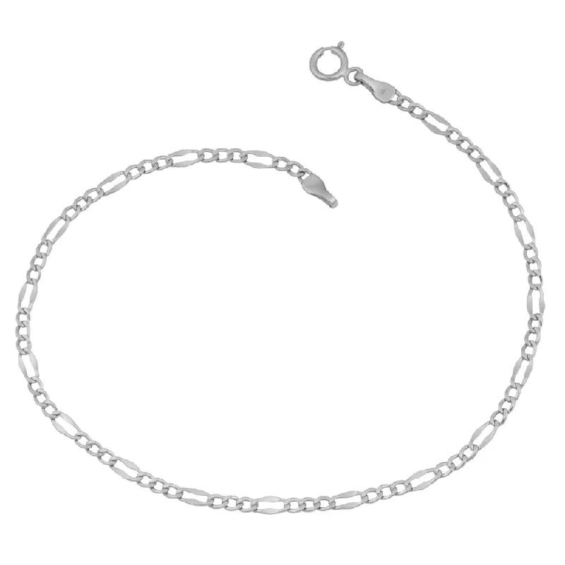 rose gold wave bracelet-Fremada 14k White Gold 2.3-mm High Polish Lite Flat Figaro Link Bracelet (7.5 inches)