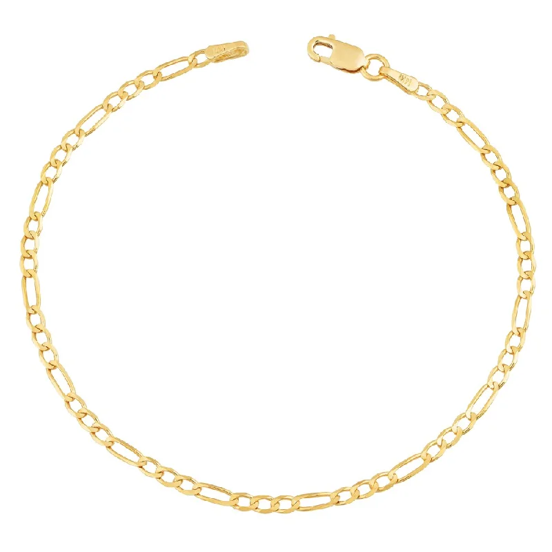 rover peridot bracelet-Fremada 14k Yellow Gold 2.3-mm High Polish Solid Figaro Link Bracelet (7.5 inches)