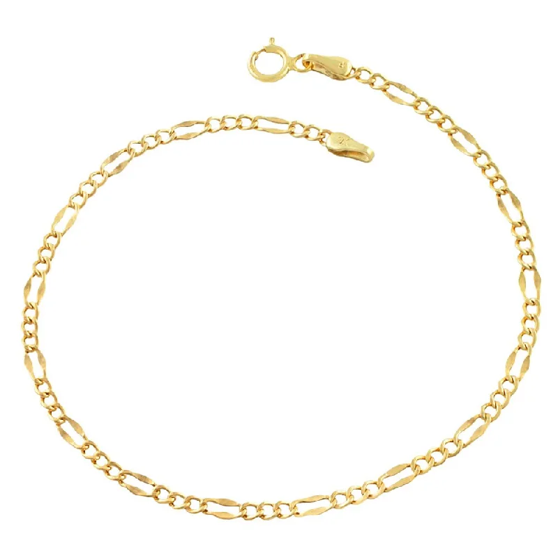 tendril engraved bracelet-Fremada 14k Yellow Gold Lite Flat Figaro Bracelet